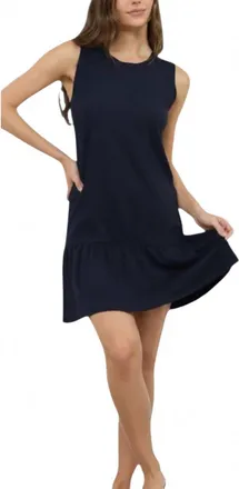 La Made Daisy Heavy Slub Dress In Dark Night
