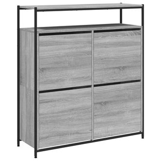 vidaXL Vidaxl - Mueble Zapatero 4 Cajones Abatibles Gris Sonoma 100x34x112 Cm