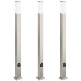 vidaXL Bollard Lights with Outlet 3 pcs 110 cm Stainless Steel IP44 vidaXL
