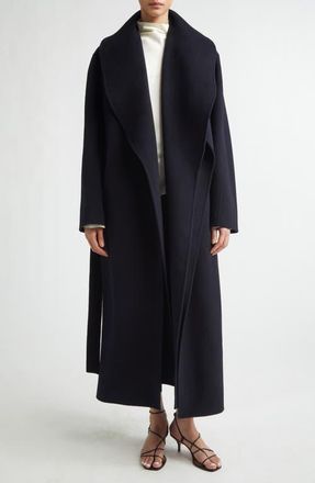 R&oacute;he Double Face Wool & Cashmere Wrap Coat in Navy at Nordstrom, Size 8 Us