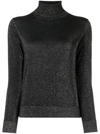 N.Peal metallic-thread rollneck jumper - Black