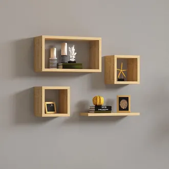 Dmora Estanter&iacute;a Subbiano, 4 Estantes, Modular, Tono Roble, 24x15x44h Cm Marr&oacute;n Roble