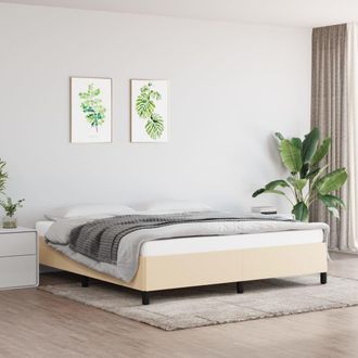 vidaXL Cama Sin Colch&oacute;n Tela Color Crema 160x200 Cm Vidaxl