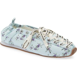 Ganni Sporty Lace-Up Ballerina Flat in Iced Aqua at Nordstrom, Size 11Us