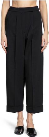 Max Mara Cropped Trousers, female, Black, S, High-waisted Wool Trousers