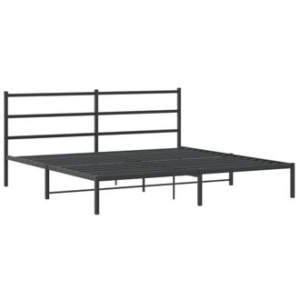 Berkfield Home Metal Bed Frame without Mattress with Headboard Black 180x200cm | Size: Super King