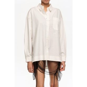 Bimba & Lola Cotton Shirt in Ivory at Nordstrom, Size X-Small Eu