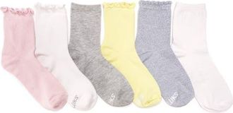 Muk Luks Whisper Soft Crew Socks 6 Pair Pack in Pastel at Nordstrom