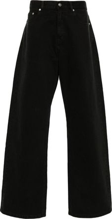 Palm Angels mid-rise loose-fit jeans - men - Cotton/Cotton/Polyester/Calf Leather - 36 - Black