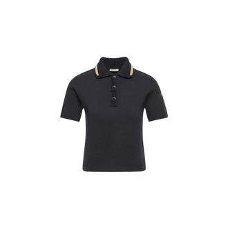 Moncler Moncler Cotton Knit Polo Shirt, Women, Blue, Size: Xl