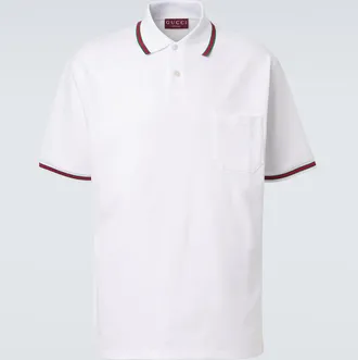 Gucci Web Stripe cotton-blend piqu&eacute; polo shirt