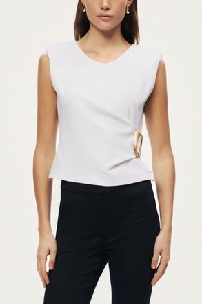 Nocturne Sleeveless Buckle-Detail Blouse in Ivory at Nordstrom, Size X-Large Eu