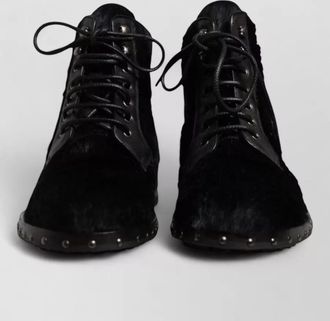 Dolce & Gabbana calf leather studded lace-up ankle boots