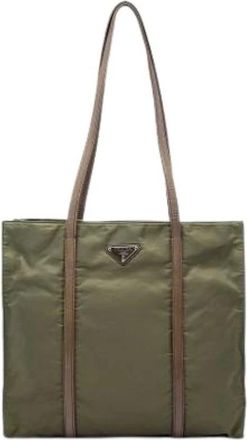 Prada Pre-owned Nylon Tote Bag - Dames - Vintage Shopper - Groen - ONE Size - Nylon - Vintage