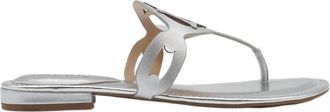 Ralph Lauren Zilveren slippers - Dames - Slippers - Grijs - 36 1/2 EU - Leer - Schoenen