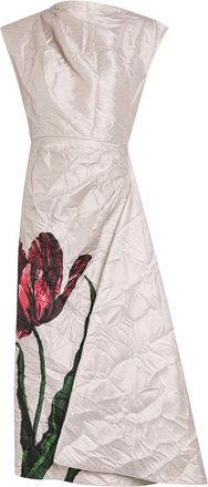 Erdem Floral-print Crinkled Satin-twill Midi Dress - Cream - 14 (UK14 / L)