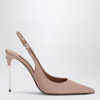 Dolce & Gabbana Beige satin slingback with DG logo