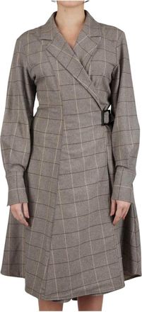 Kiton Regular Plaids & Checks 100% Handmade - Dames - Wikkelkleedje - Grijs - S - Wol - Kleedjes