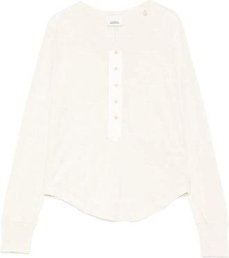 Isabel Marant Blouse met knoopdetail en ronde hals - Dames - Blouses - Beige - L - Overhemden