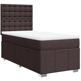 vidaXL Cama Box Spring Con Colch&oacute;n Tela Marr&oacute;n Oscuro 90x200 Cm Vidaxl