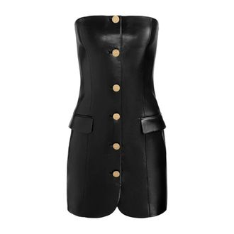 Alice & Olivia Madison Vegan Mini Blazer Jurk - Dames - Jurken - Zwart - Maat: XS Leer