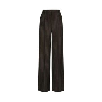 Dolce & Gabbana Pantal&oacute;n Palazzo de Lana Marr&oacute;n de Rayas Finas - Trousers - Mujer - Marr&oacute;n - L