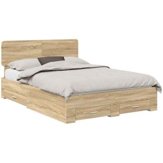 vidaXL Estructura De Cama Con Cabecera Roble Sonoma 140 X 200 Cm Vidaxl