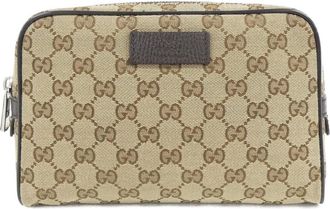Gucci Gg Canvas Beige Brown Gg Canvas Leather Fanny Pack (Pre-Owned)