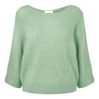 Americandreams Heidy Pullover met Korte Mouwen - Dames - Ronde hals truien - Groen - L/Xl - Truien & Vesten