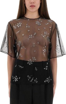 Paco Rabanne Transparent Top With Delicate Floral Applications