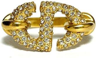 Dior Metal Rhinestone Band Ring (Pre-Owned)