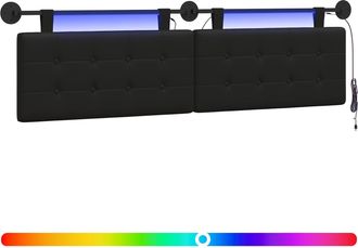 vidaXL Cabecero Colgante Con Luz Led Negro Cuero Sint&eacute;tico Vidaxl