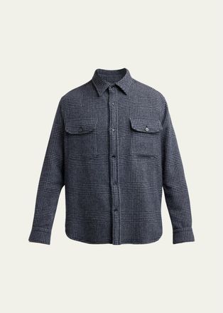 Brioni Mens Vagabond Cashmere Plaid Overshirt