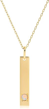MAX + STONE 14k Yellow or White Gold Bar Pendant Necklace with 3mm Small Round Gemstone
