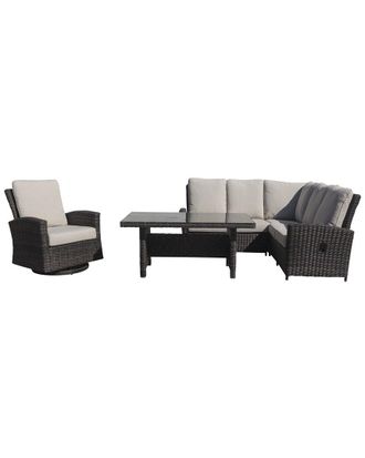 Courtyard Casual Cheshire 5 Pc Chow Dining Recline Sectional Set