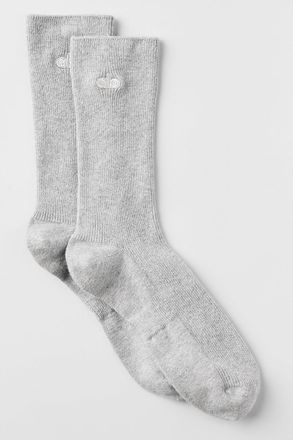 Alo | Half-Crew Understated Socks in Athletic Heather Grey, Size: Medium