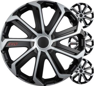 OEM Juego De 4 Tapacubos Para Coche Evo Negro Y Plateado De 16 Pulgadas. Caja De Color