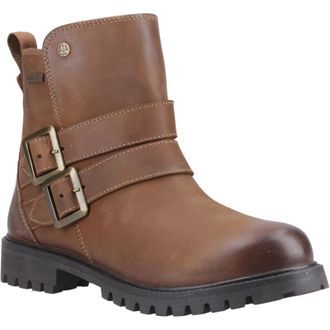Hunter Ness Leather Womens Dark Tan Boots - Beige - Size UK 6