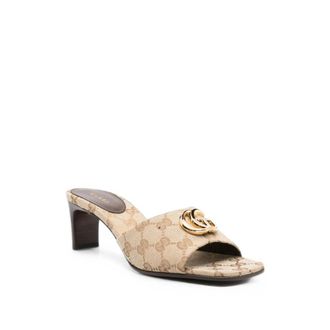 Gucci Slide Sandal met Double G - Dames - Muiltjes - Beige - 41 EU - Schoenen
