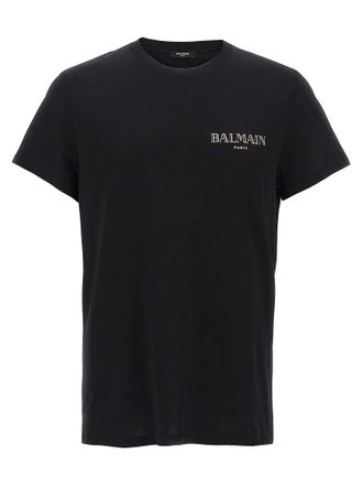 【関税込み】Balmain ブラック Label Tシャツ Balmain - Black Unisex T-Shirt With Fluo Fuchsia Logo
