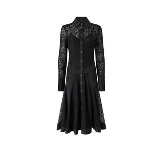 Pinko Rossese Midi Shirt Dress - Dames - Shirt Kleedjes - Zwart - M - Katoen - Kleedjes