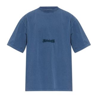 Balenciaga T-Shirts, male, Blue, Size: 2XL T-Shirt with Embroidered Logo