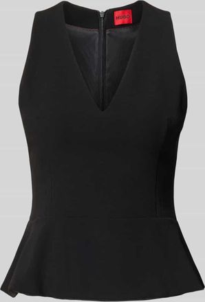 HUGO BOSS Slim Fit Blusentop mit Sch&ouml;&szlig;chen in Black, Gr&ouml;&szlig;e 32