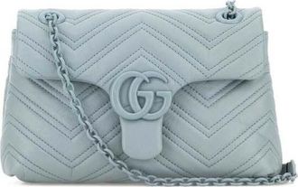 Gucci Light Blue Nappa Leather Small Gg Marmont Shoulder Bag Articblartbartb Calf Skin Borse A Tracolla