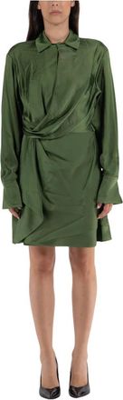 SIMKHAI Kleedjes, Dames, Groen, L, Katoen, Draped Front Jurk