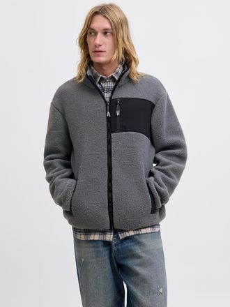 Jack & Jones Fleecejacke JACK & JONES JJTHATCHER FLEECE JACKET, Herren, Gr. XS, grau (castlerock), Web, Obermaterial: 100% Polyester, unifarben, regular fit normal