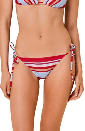 Solid & Striped The Iris Side Tie Bikini Briefs in Cranberry Copenhagen Stripe at Nordstrom, Size X-Large