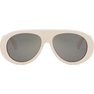 Celine Apr&eacute;s Ski Capsule 55mm Mirrored Pilot Sunglasses in Ivory /Smoke Mirror at Nordstrom