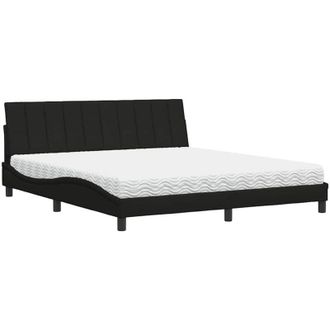 vidaXL Vidaxl - Cama Con Colch&oacute;n De Tela Negro 180x200 Cm