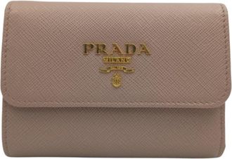 Prada Beige Saffiano Metal Wallet (Tri-Fold) (Pre-Owned)